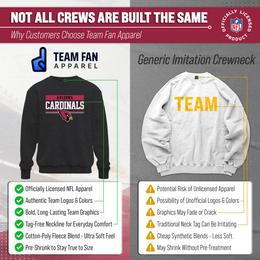 Arizona Cardinals NFL Adult Long Sleeve Team Block Charcoal Crewneck Sweatshirt - Charcoal