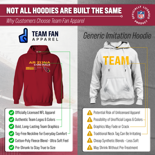 Arizona Cardinals Adult NFL Speed Stat Sheet Fleece Hooded Sweatshirt - Cardinal