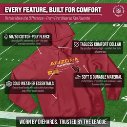 Arizona Cardinals Adult NFL Speed Stat Sheet Fleece Hooded Sweatshirt - Cardinal