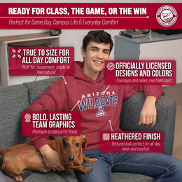 Arizona Wildcats NCAA Adult Unisex Starting Fresh Heathered Hooded Fleece Sweatshirt - Red Heather