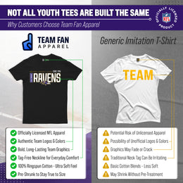 Baltimore Ravens NFL Youth Modern Endzone Football T-Shirt Unisex Tag Free Comfortable - Black