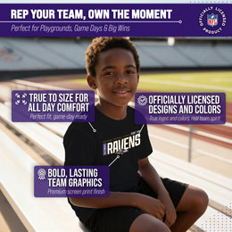 Baltimore Ravens NFL Youth Modern Endzone Football T-Shirt Unisex Tag Free Comfortable - Black