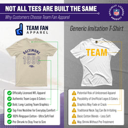 Baltimore Ravens NFL Adult Big Date Tag-Less T-Shirt - Natural