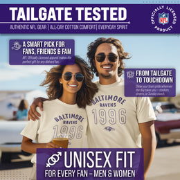 Baltimore Ravens NFL Adult Big Date Tag-Less T-Shirt - Natural