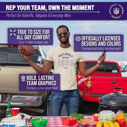 Baltimore Ravens NFL Adult Big Date Tag-Less T-Shirt - Natural