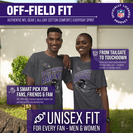 Baltimore Ravens NFL Adult Distressed Helmet Tag-Less T-Shirt - Heather Charcoal