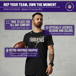 Baltimore Ravens NFL Adult Modern Endzone Tag-Less T-Shirt - Black