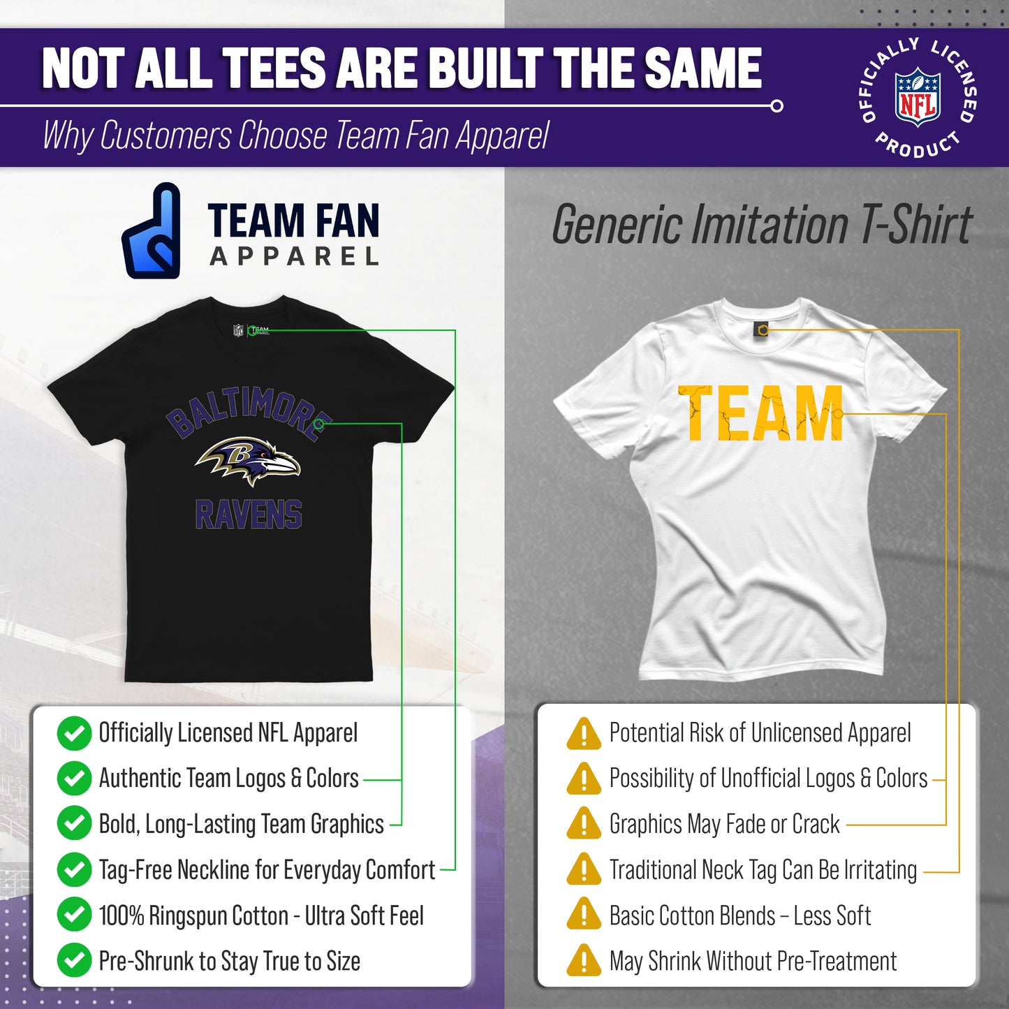 Baltimore Ravens NFL Adult Gameday T-Shirt - Black