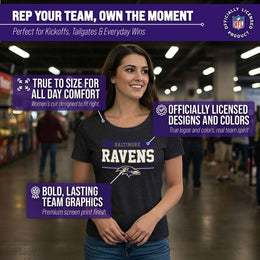 Baltimore Ravens NFL Women's Team Block Charcoal Tagless T-Shirt - Charcoal
