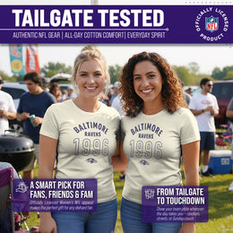 Baltimore Ravens NFL Womens Big Date Tag-Less T-Shirt - Natural