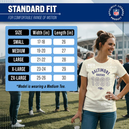 Baltimore Ravens NFL Womens Big Date Tag-Less T-Shirt - Natural