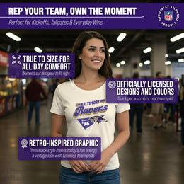 Baltimore Ravens NFL Womens Vintage Charm Tag-Less Soft T-Shirt - Birch