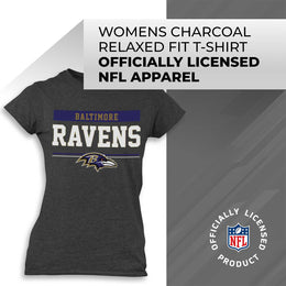 Baltimore Ravens NFL Women's Team Block Charcoal Tagless T-Shirt - Charcoal