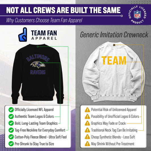 Baltimore Ravens NFL Gameday Adult Crewneck Sweatshirt - Black