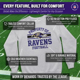 Baltimore Ravens NFL Adult Property Of Crewneck Fleece Sweatshirt - Sport Gray