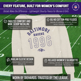 Baltimore Ravens NFL Womens Big Date Slouchy Crewneck - Natural