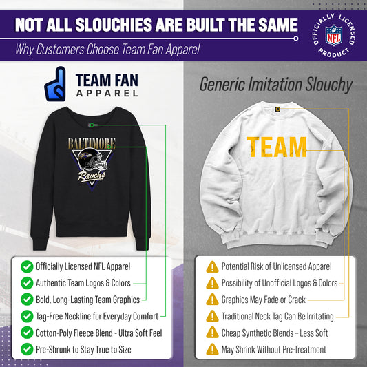 Baltimore Ravens NFL Womens Retro Triangle Slouchy Crewneck - Heather Charcoal
