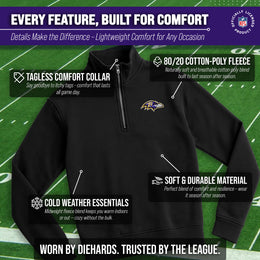 Baltimore Ravens NFL Adult Unisex Team Logo Quarter Zip Pullover Sweatshirt - Black