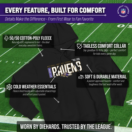 Baltimore Ravens NFL Adult Unisex Modern Endzone Soft Fleece Hooded Sweatshirt - Black