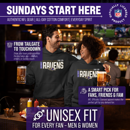 Baltimore Ravens NFL Adult Unisex Modern Endzone Soft Fleece Hooded Sweatshirt - Black