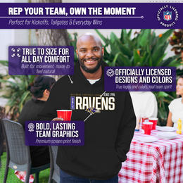 Baltimore Ravens NFL Adult Unisex Modern Endzone Soft Fleece Hooded Sweatshirt - Black