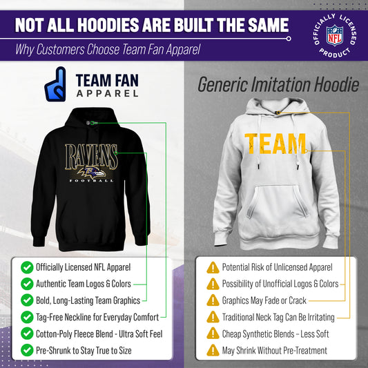 Baltimore Ravens NFL Adult Unisex Overtime Blueprint Soft Fleece Hooded Sweatshirt - Black