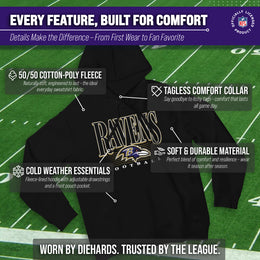 Baltimore Ravens NFL Adult Unisex Overtime Blueprint Soft Fleece Hooded Sweatshirt - Black