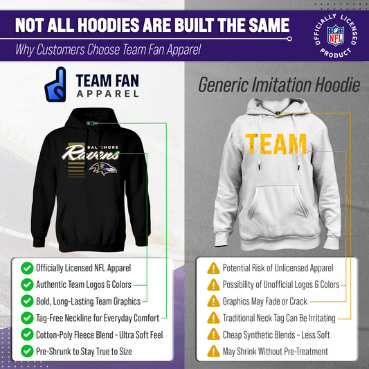 Baltimore Ravens NFL Adult Unisex Retro Script Ultra Soft Fleece Hooded Sweatshirt - Black