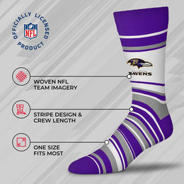 Baltimore Ravens NFL Adult Striped Dress Socks - Purple