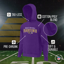 Baltimore Ravens NFL Youth Starting Fresh Hoodie- Pro Football Sweatshirt for Boys and Girls - Purple