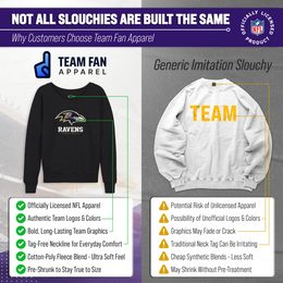 Baltimore Ravens Women's NFL Ultimate Fan Logo Slouchy Crewneck -Tagless Fleece Lightweight Pullover - Charcoal