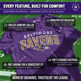 Baltimore Ravens NFL Starting Fresh Short Sleeve Heather T-Shirt - Purple