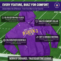 Baltimore Ravens NFL Adult Unisex Starting Fresh Ultra Soft Fleece Hooded Sweatshirt - Purple