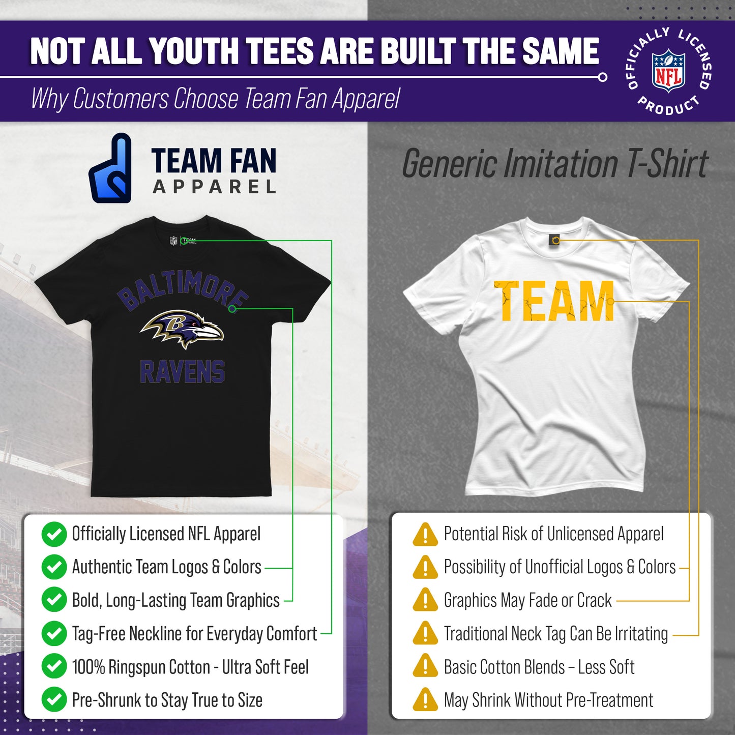 Baltimore Ravens NFL Youth Gameday Football T-Shirt - Black