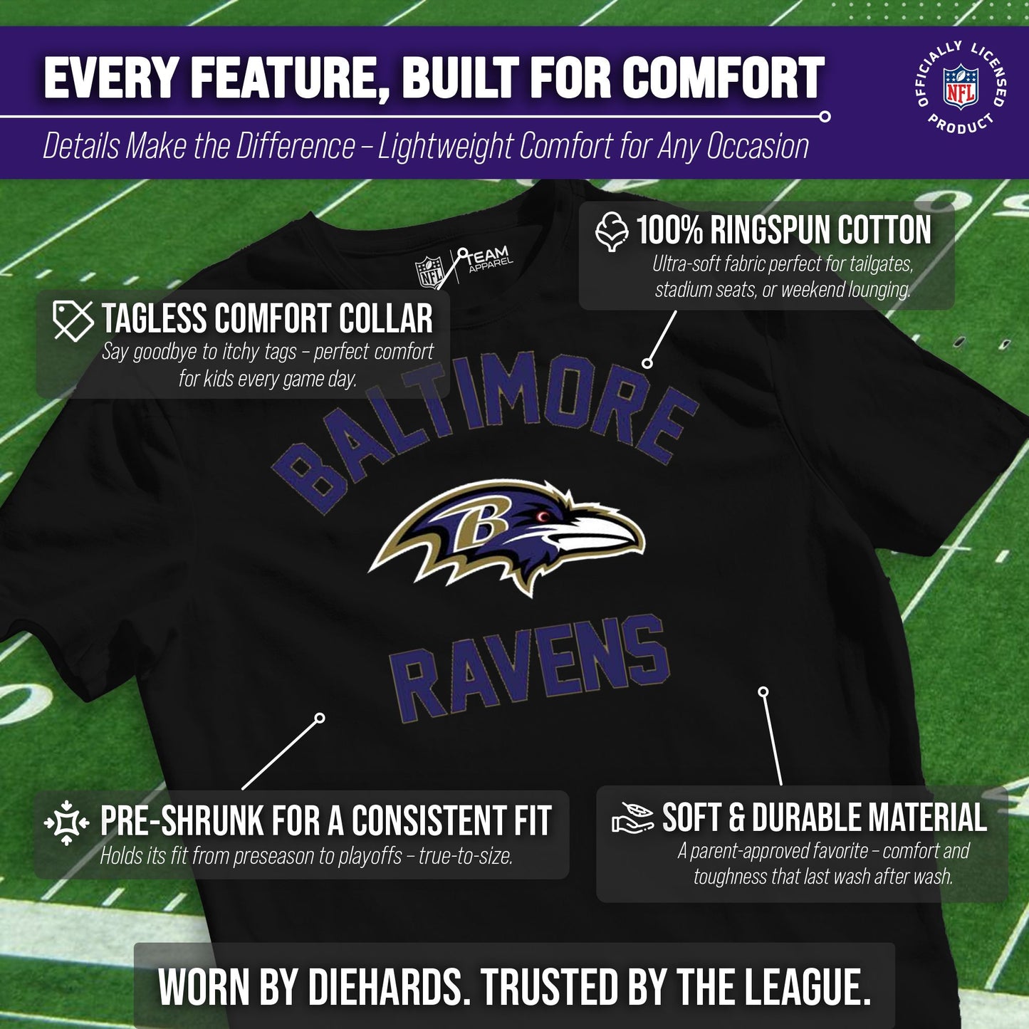 Baltimore Ravens NFL Youth Gameday Football T-Shirt - Black