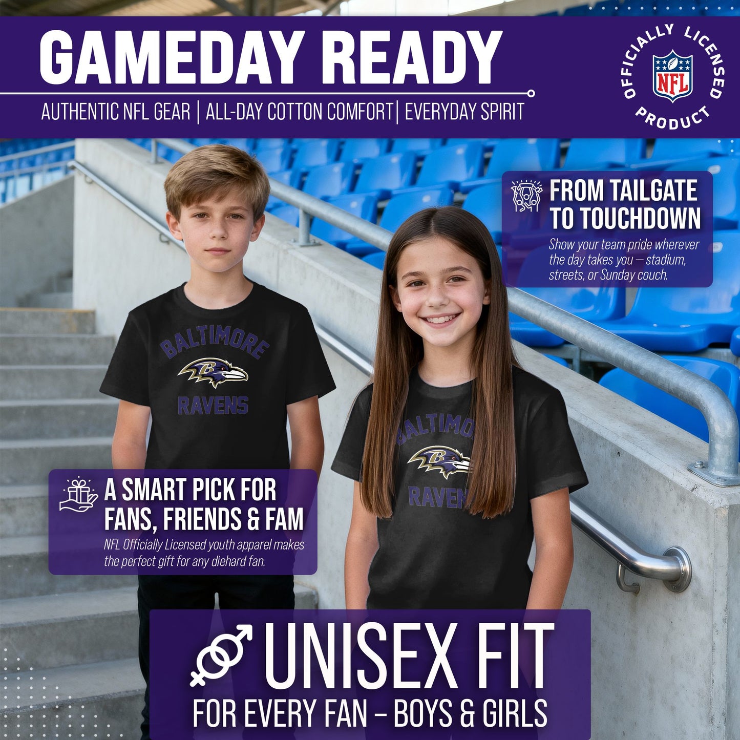 Baltimore Ravens NFL Youth Gameday Football T-Shirt - Black