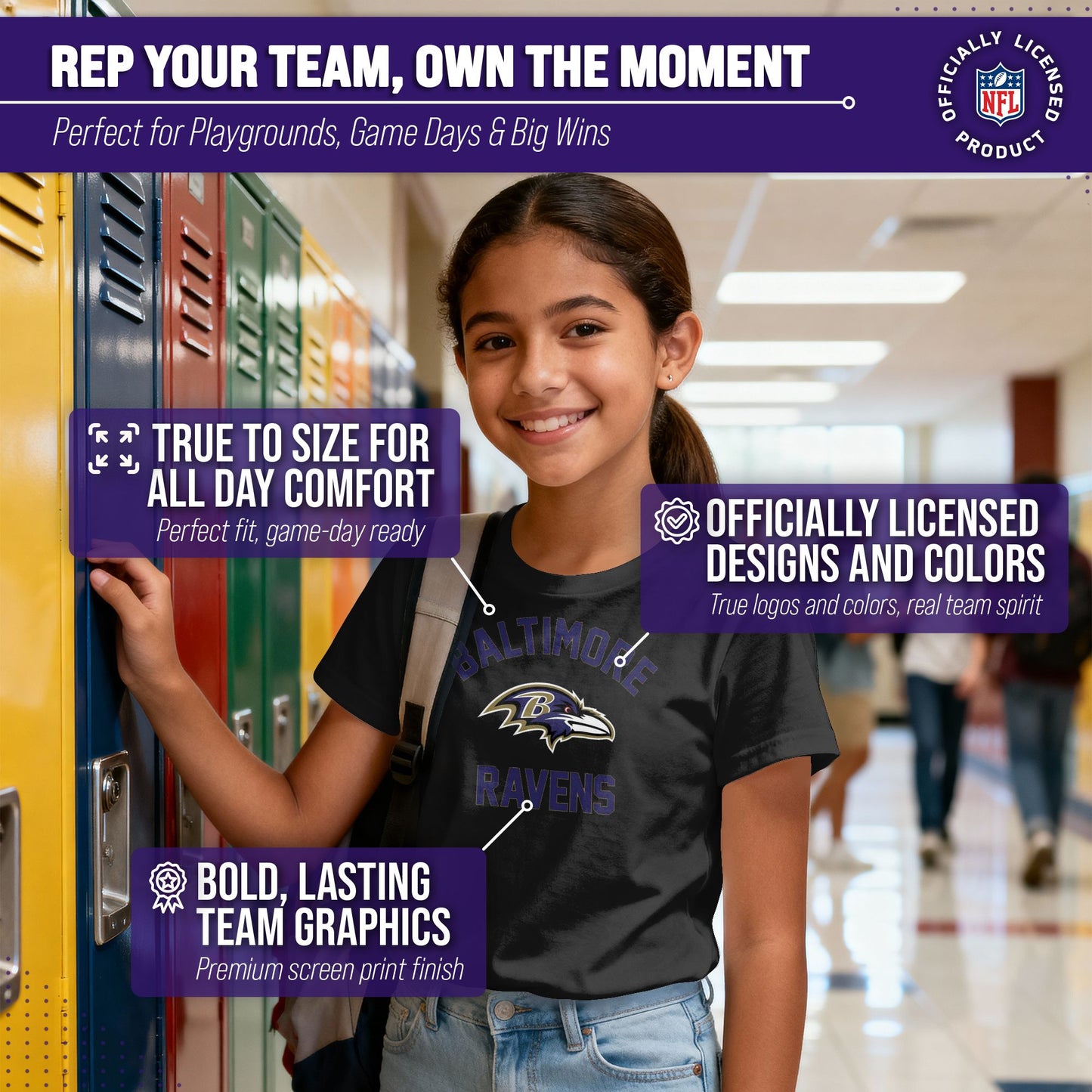 Baltimore Ravens NFL Youth Gameday Football T-Shirt - Black