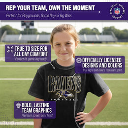 Baltimore Ravens NFL Youth Overtime Blueprint Football T-Shirt Unisex Tag Free Comfortable - Black