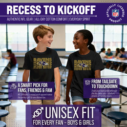 Baltimore Ravens NFL Youth Repeating Logo Football T-Shirt Unisex Tag Free Comfortable - Black