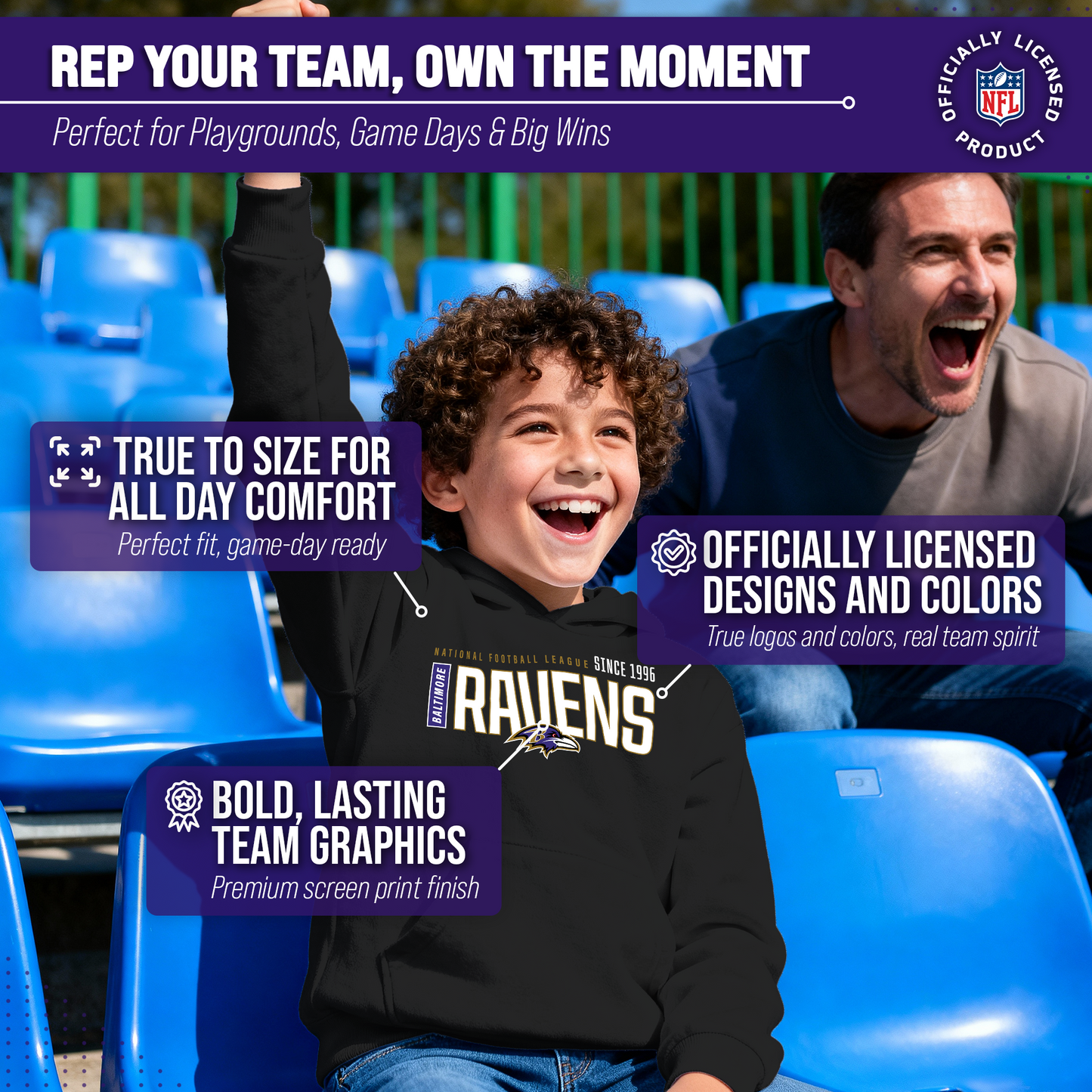 Baltimore Ravens NFL Youth Modern Endzone Football Fleece Hooded Sweatshirt - Black