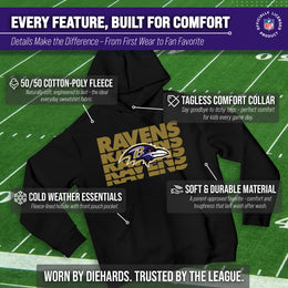 Baltimore Ravens NFL Youth Repeating Logo Football Fleece Hooded Sweatshirt - Black