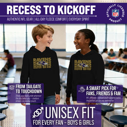 Baltimore Ravens NFL Youth Repeating Logo Football Fleece Hooded Sweatshirt - Black