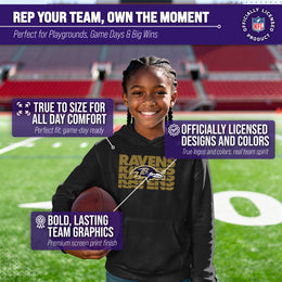 Baltimore Ravens NFL Youth Repeating Logo Football Fleece Hooded Sweatshirt - Black