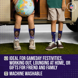 Baltimore Ravens NFL Youth Roster Player Crew Socks - Purple