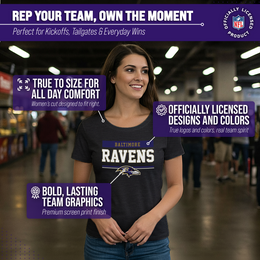 Baltimore Ravens NFL Women's Team Block Charcoal Tagless T-Shirt - Charcoal