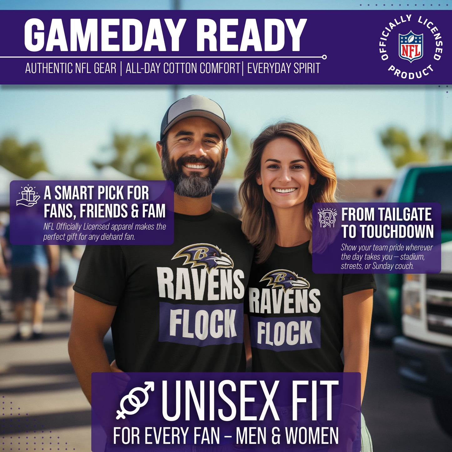 Baltimore Ravens NFL Adult Team Slogan Unisex T-Shirt - Black