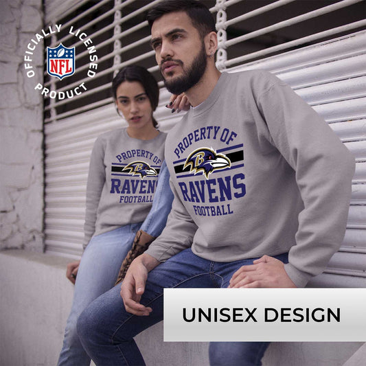 Baltimore Ravens NFL Adult Property Of Crewneck Fleece Sweatshirt - Sport Gray