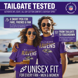 Baltimore Ravens Adult NFL Diagonal Fade Color Block T-Shirt - Purple