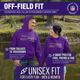 Baltimore Ravens Adult NFL Speed Stat Sheet Fleece Hooded Sweatshirt - Purple