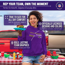 Baltimore Ravens Adult NFL Speed Stat Sheet Fleece Hooded Sweatshirt - Purple